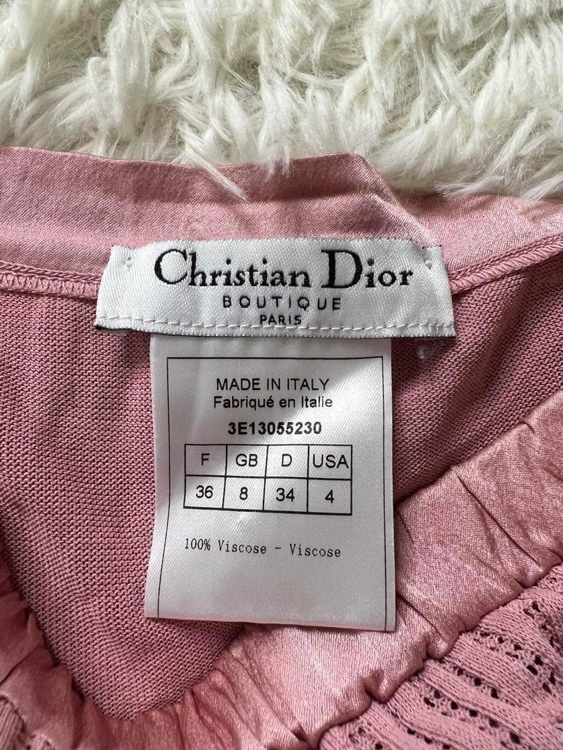 Christian Dior ディオール ニット リボン キャミソール ピンク