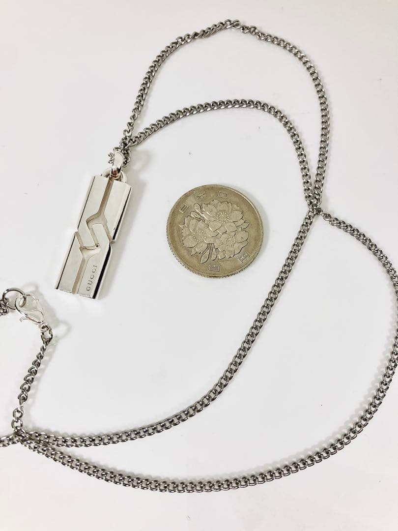 【超美品】GUCCI ネックレス トップ925＋社外喜平チェーン 男女兼用
