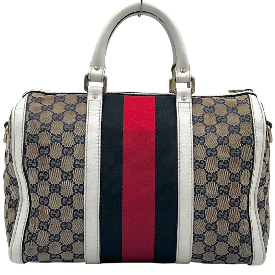 GUCCI グッチ　ボストンバッグ　シェリーライン　キャンバス　gg