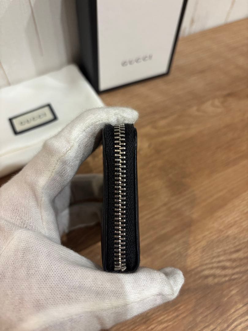 【良品】GUCCI グッチ ケース シマ GG柄 レザー ブラック