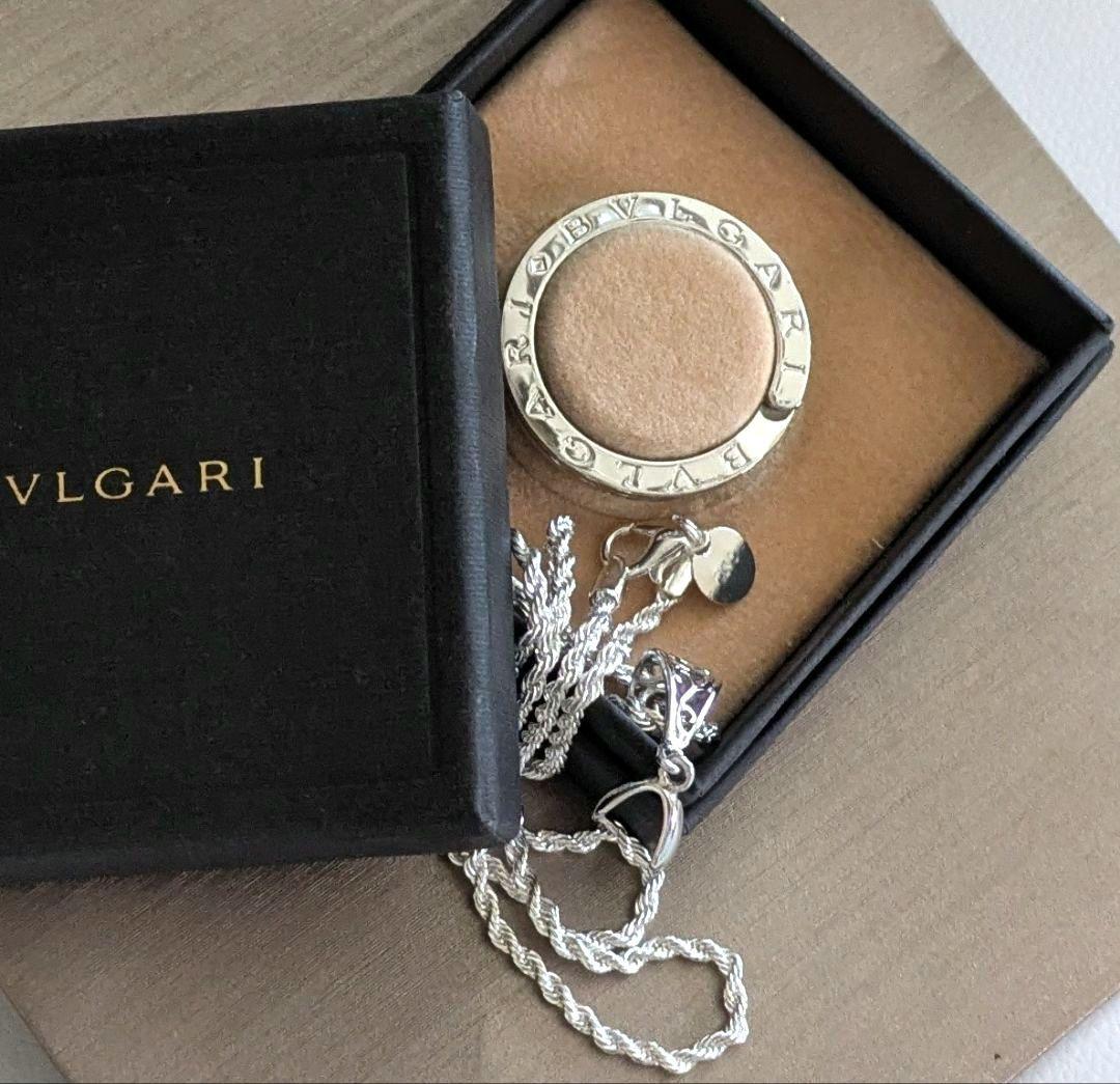 【超美品】ブルガリ キーリング シルバーネックレス 専用保存ケース付き