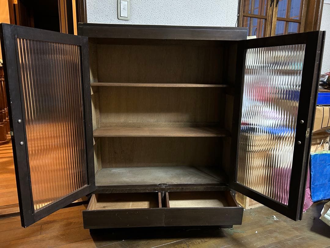 昭和初期　レトロ　本棚　ガラス扉　アンティーク