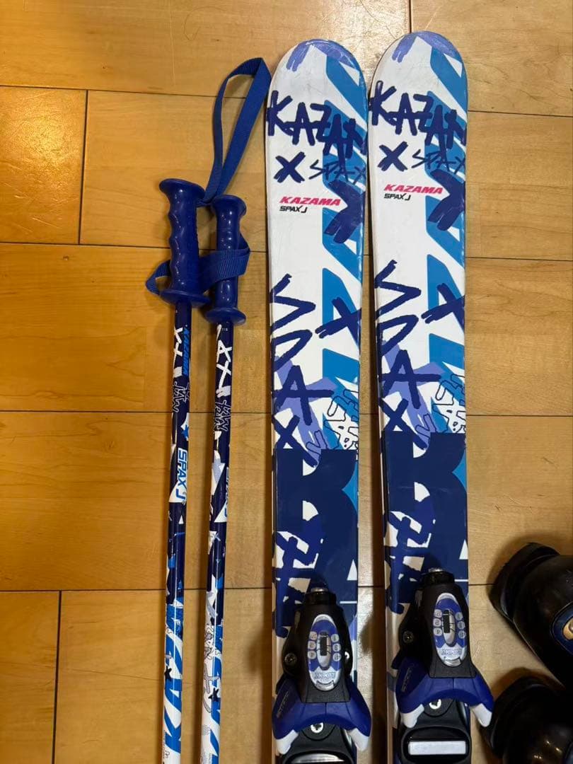KAZAMA 126 スキー板 ストックセット ブルー 子供用3点セット