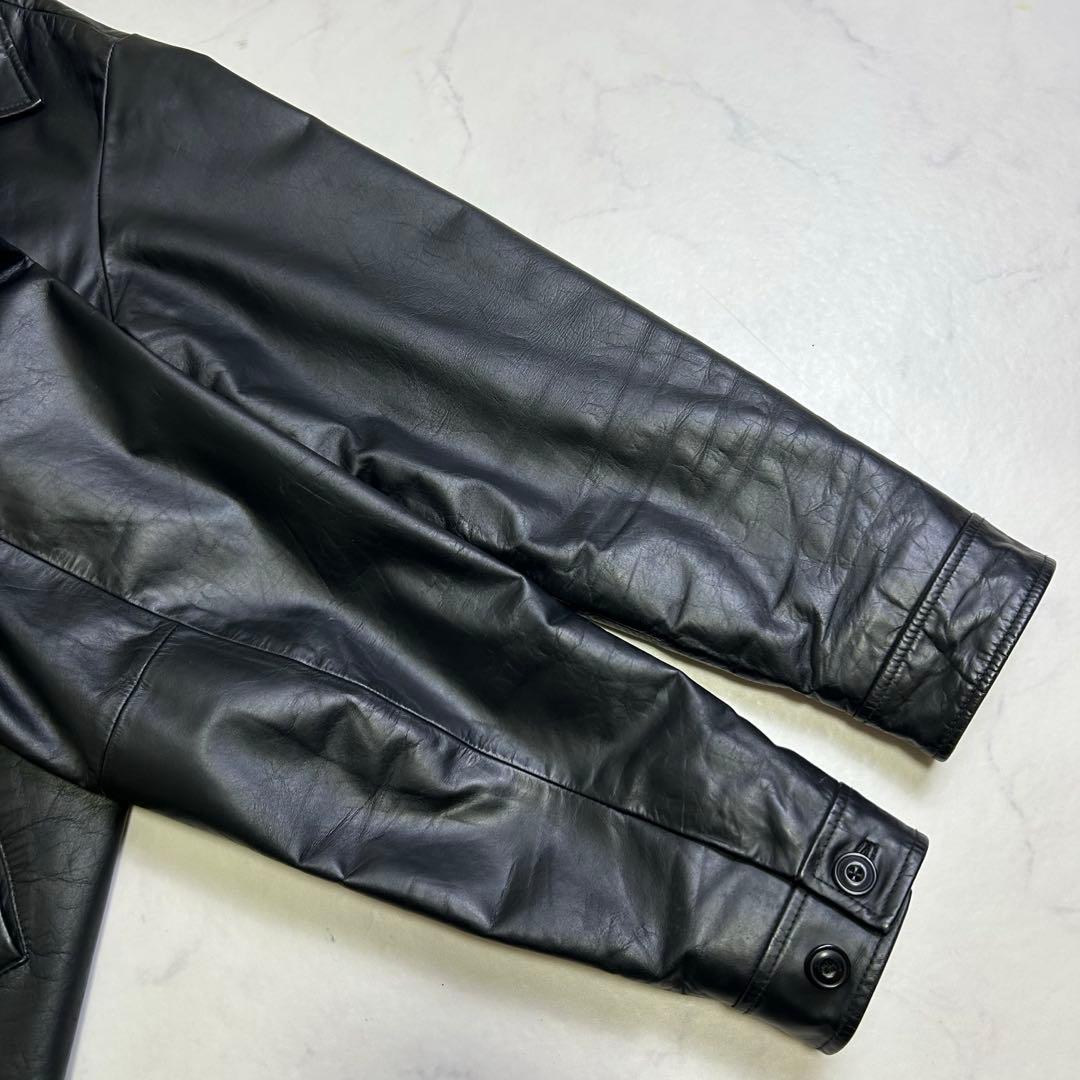 【90s】OLD GAP レザージャケット 黒 L ミニマル 中綿
