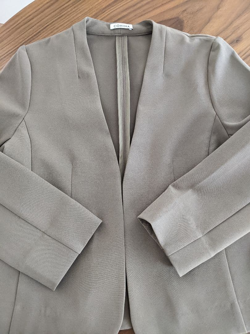 【美品】COHINA コヒナ ブラウン ノーカラー　ジャケット　パンツ　XS