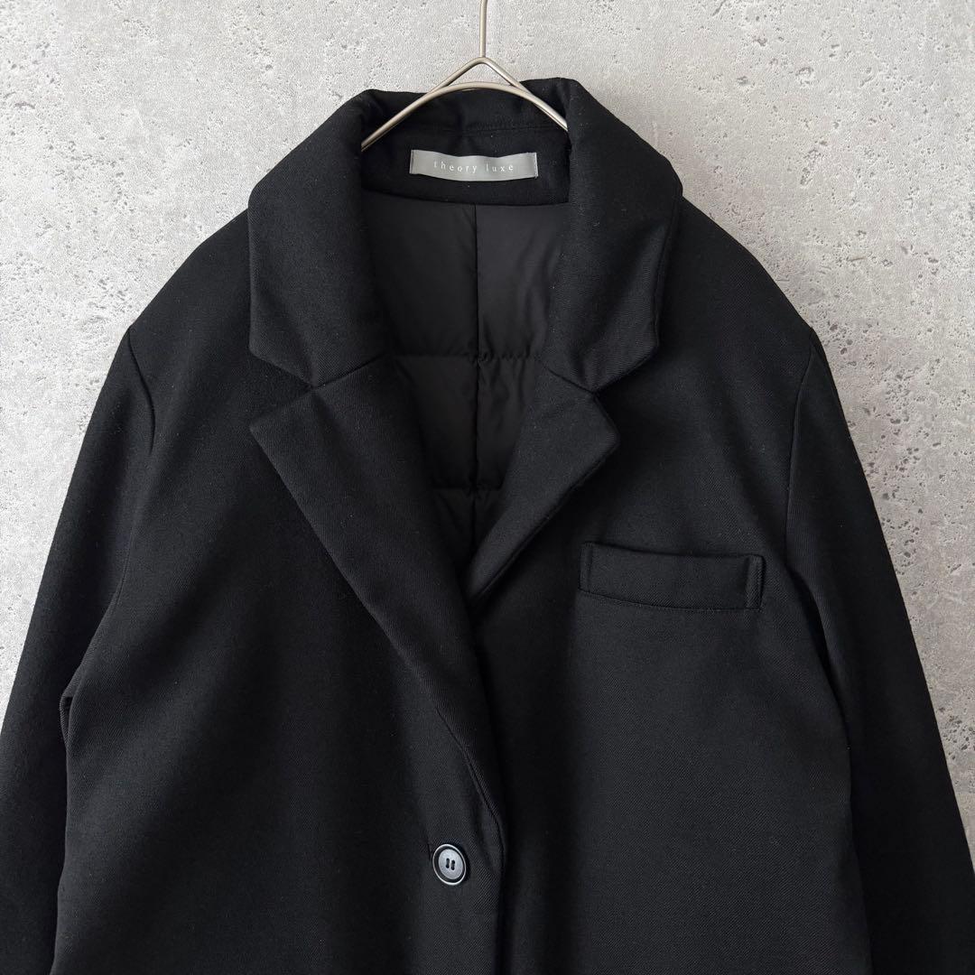 Theory luxe メルトンウール　ダウン　チェスターコート　38 ブラック