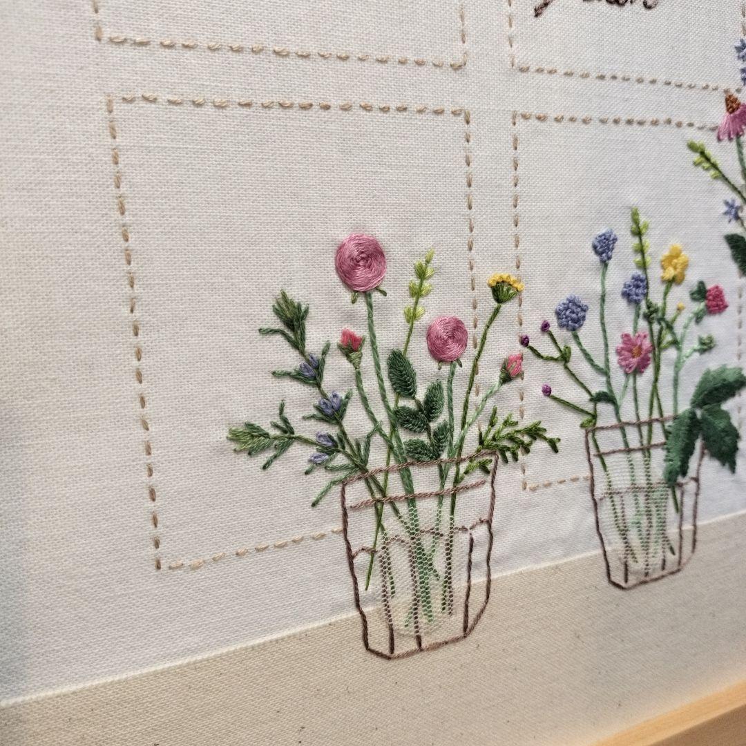 ぶるーぱんだ様　フレーム付き　窓辺のフレーム　　刺繍　完成品