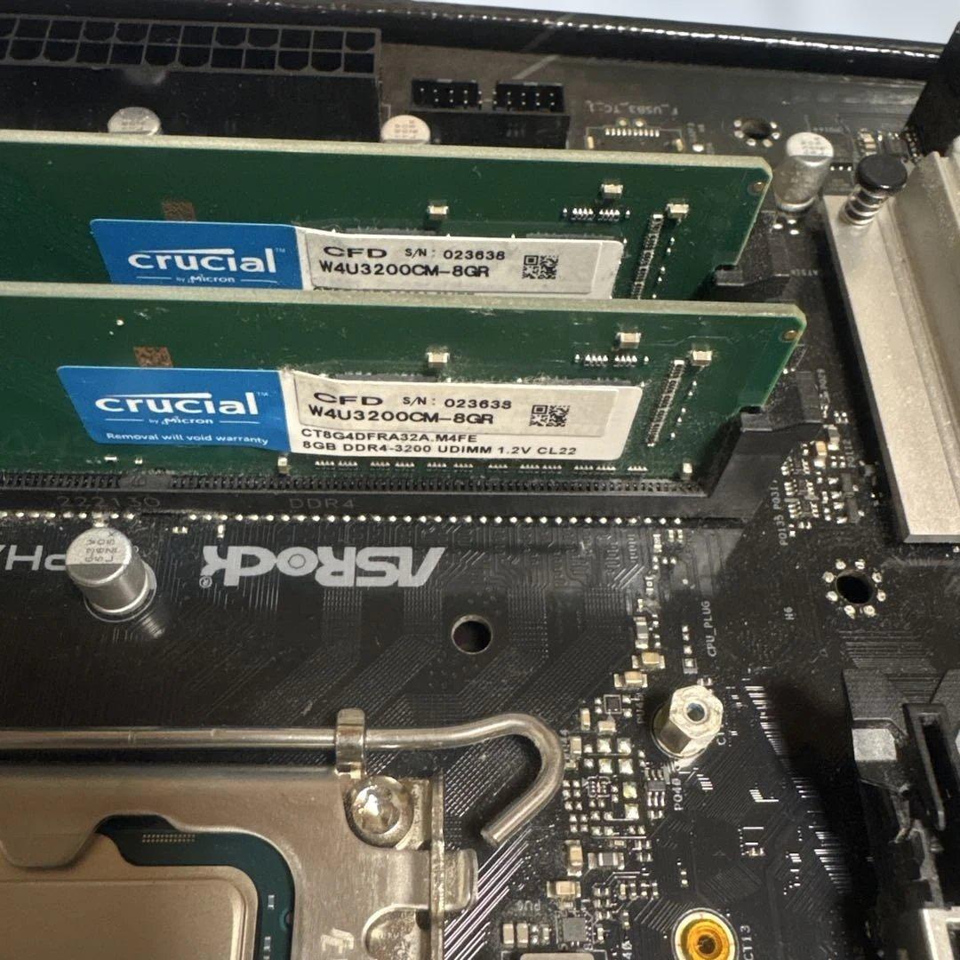 Intel i3-12100F AsrockB660Mマザーメモリ8G×2セット