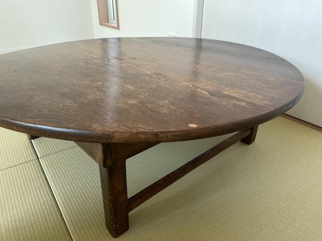 希少品 昭和 レトロ 古道具 アンティーク 木製 円卓 座卓 ちゃぶ台　古い家具