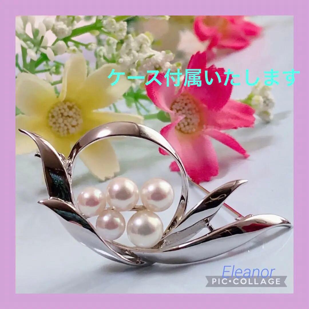 美品⭐️MIKIMOTO シルバーパールブローチ✨　可憐でエレガントなデザイン