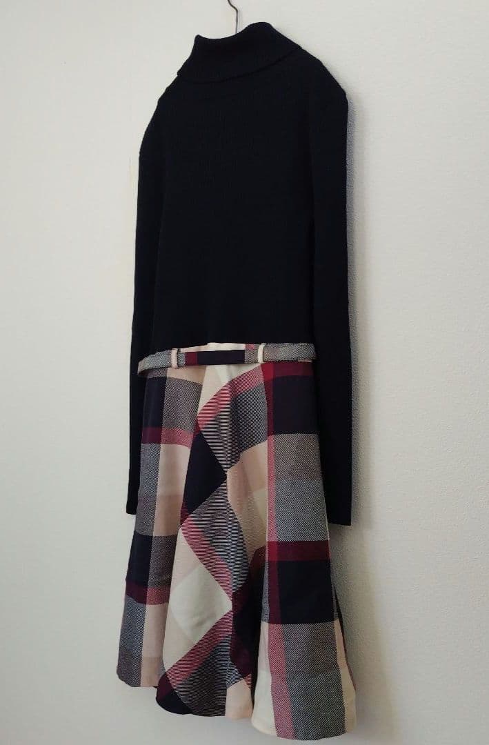【専用】バーバリーブルーレーベル ニット ドッキング チェック ワンピース 38