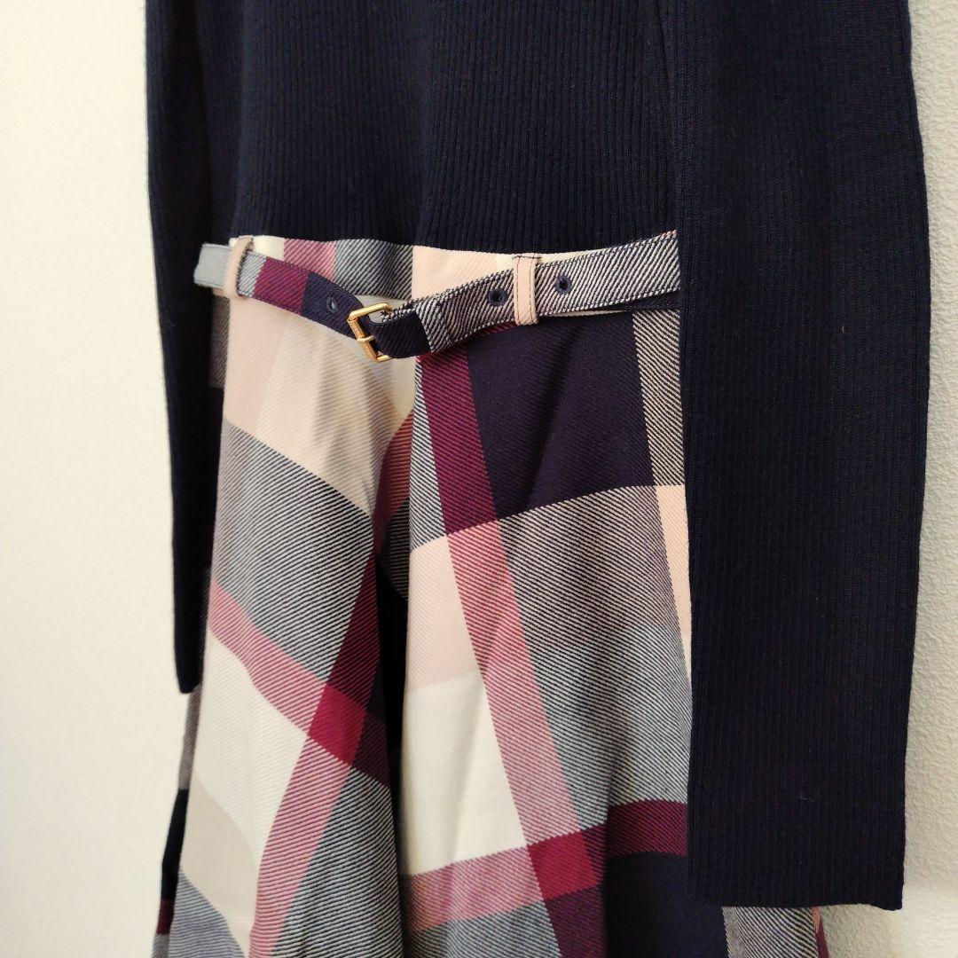 【専用】バーバリーブルーレーベル ニット ドッキング チェック ワンピース 38