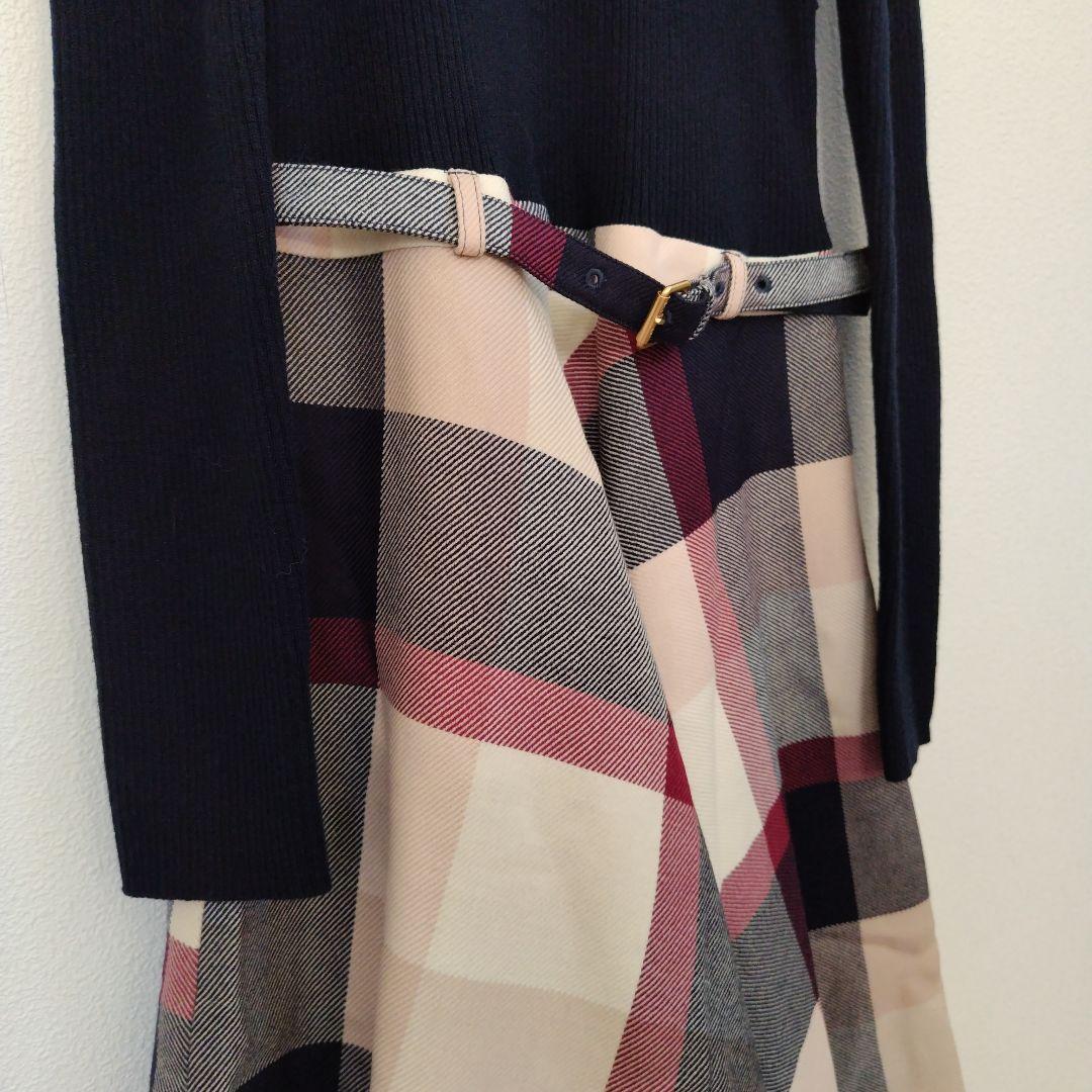 【専用】バーバリーブルーレーベル ニット ドッキング チェック ワンピース 38