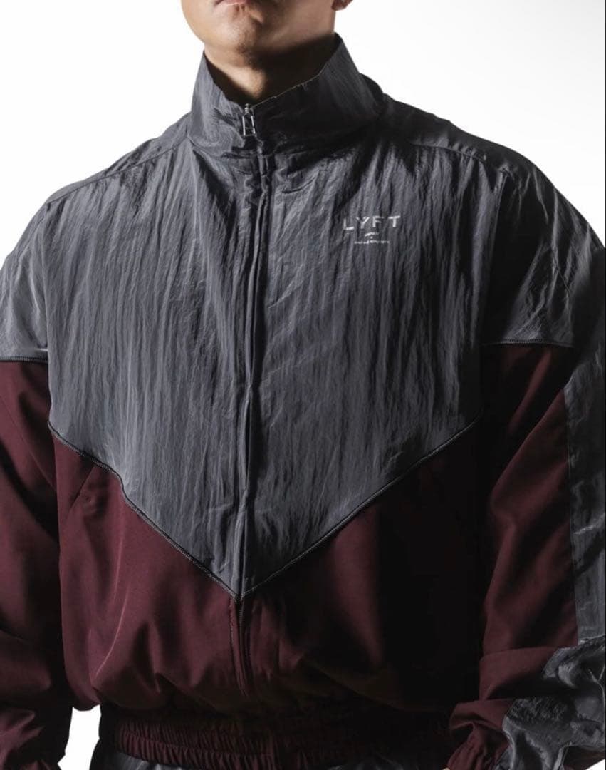 LYFT ナイロンジャケット・パンツセット グレー/バーガンディ