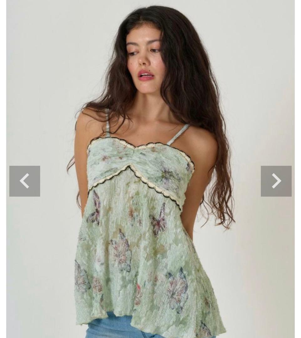 TINA：JOJUN バタフライ フレアチュニック グリーン