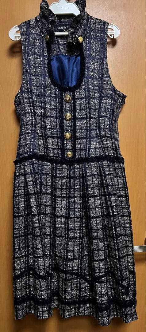 チェックツイード JSK 紺色