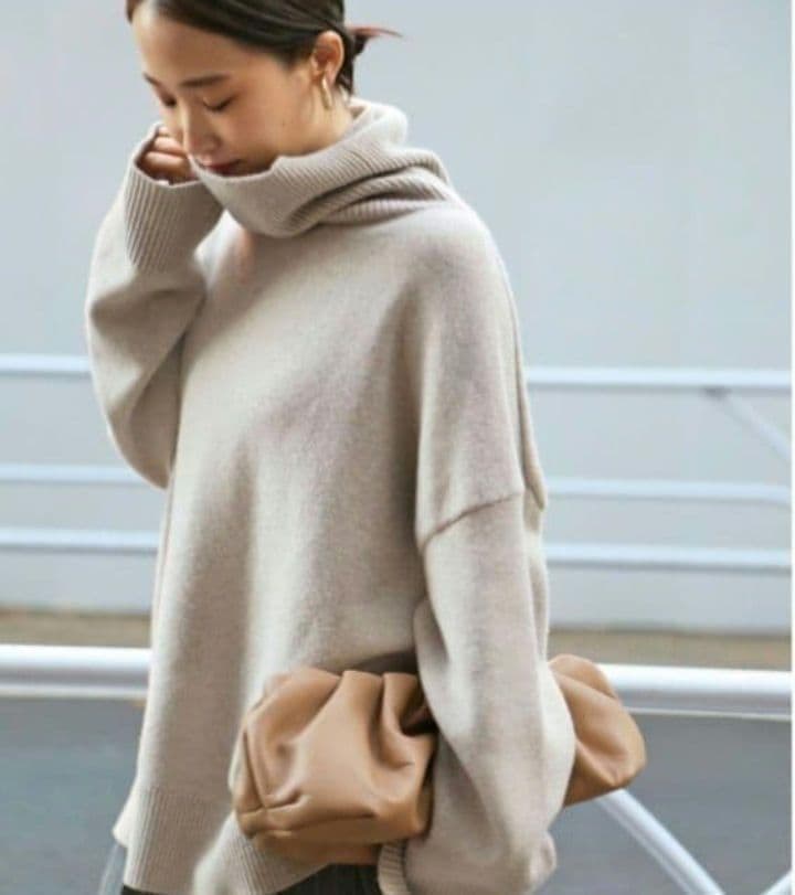 【美品】DeuxiemeClasseミドルゲージタートルニットプルオーバー秋冬