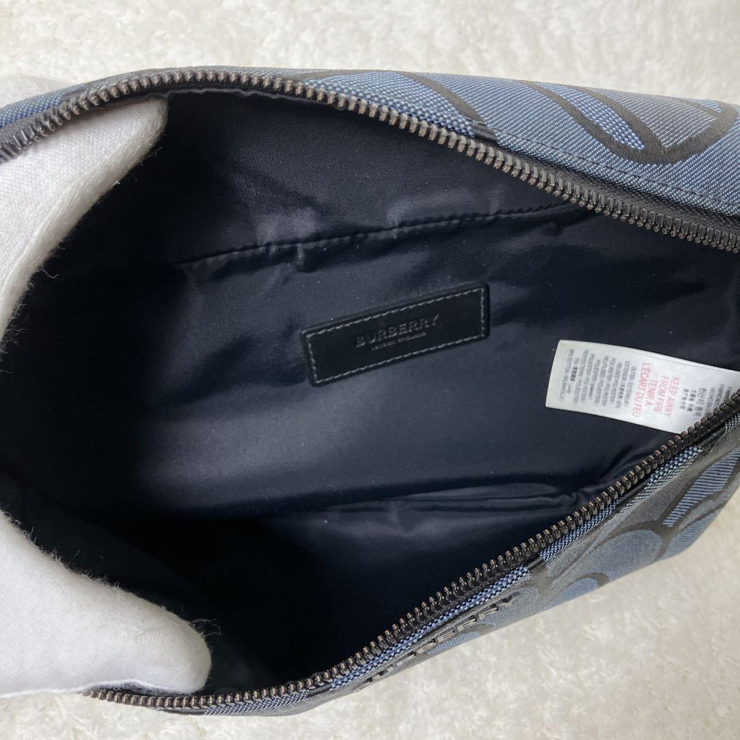 【美品】BURBERRY バーバリー TBロゴ ボディバッグ 総柄 ネイビー