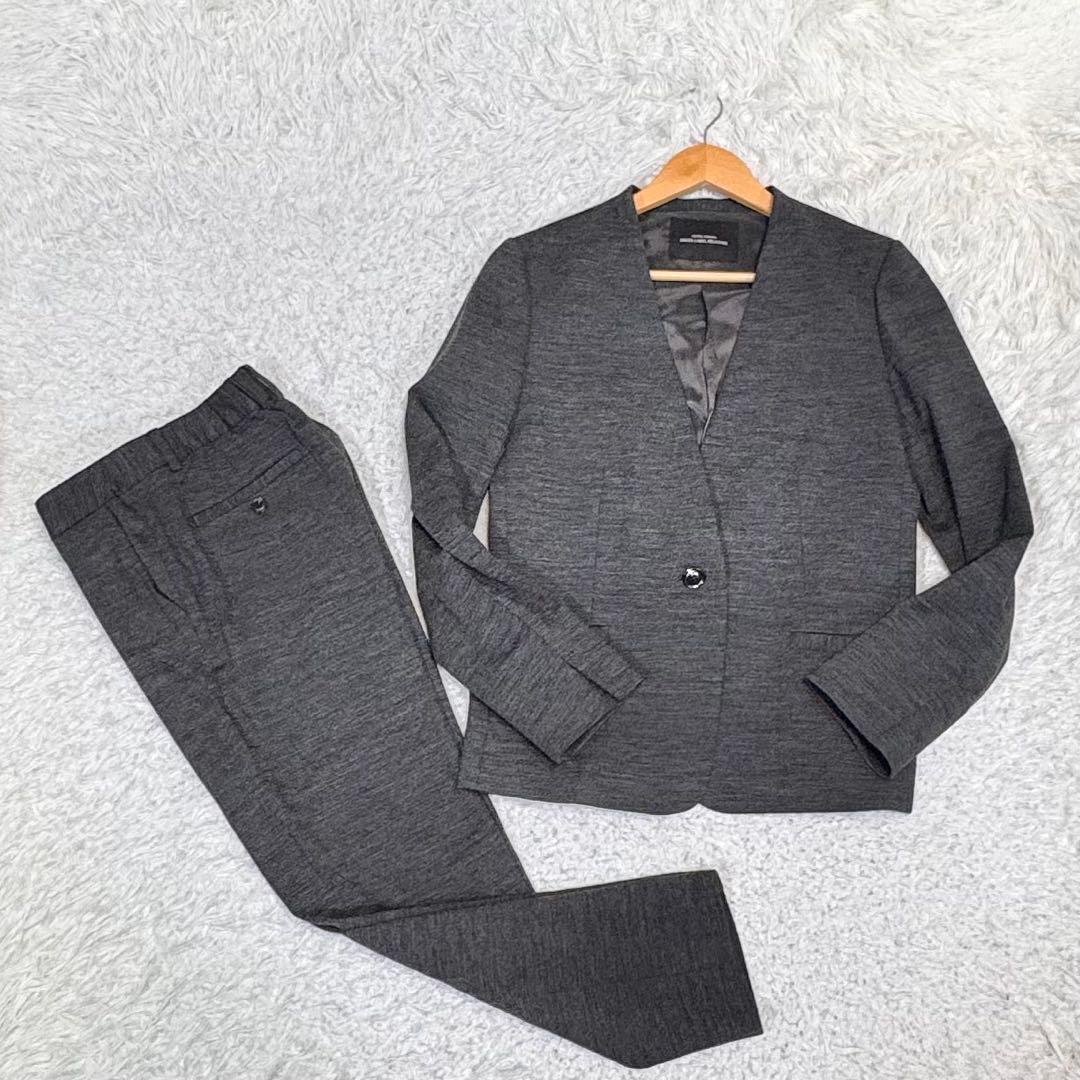 グリーン レーベル リラクシング ノーカラー パンツ セットアップ スーツ L