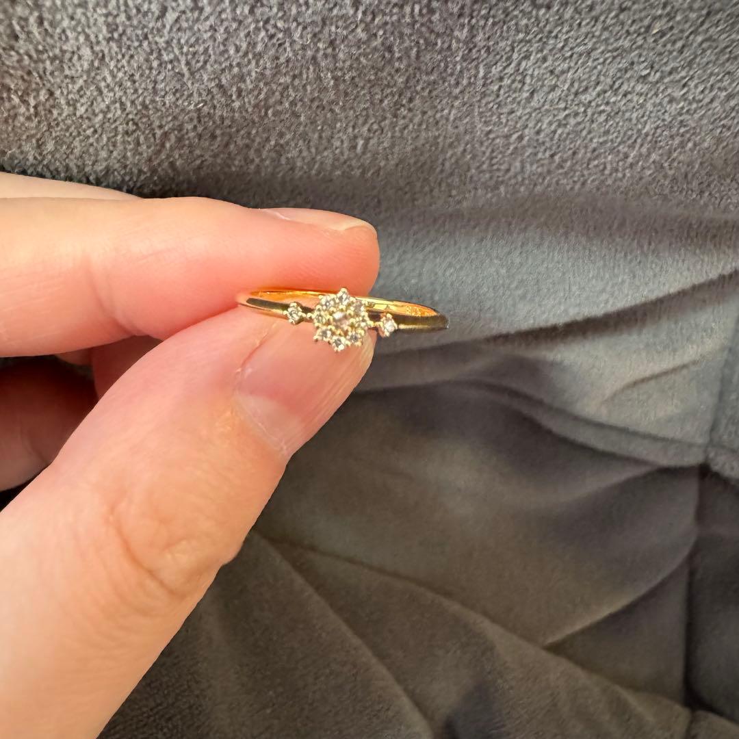 【美品】アガット K18 リング 6号 ダイヤモンド