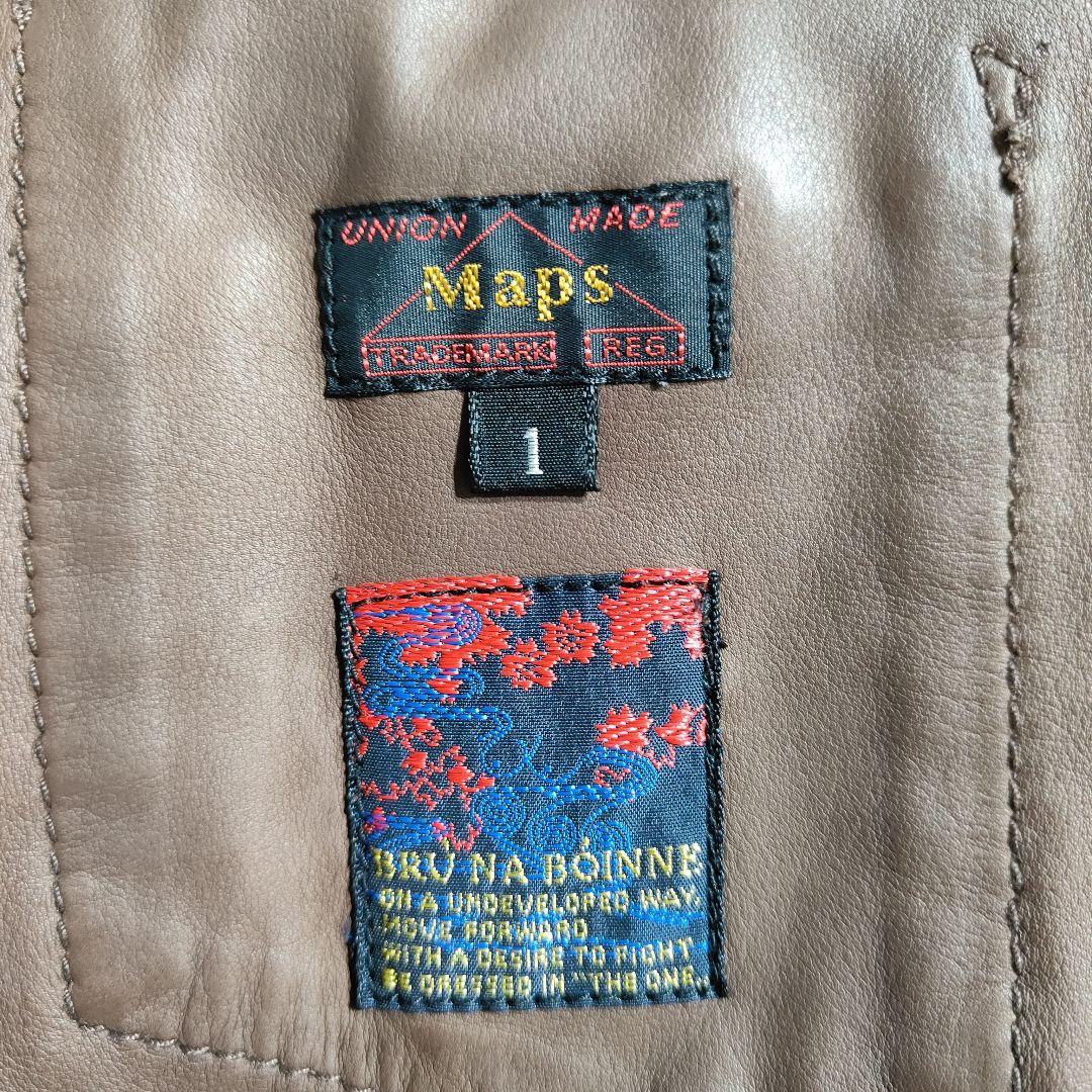 ブルーナボイン×Maps 別注 リアルレザー ウエスタンシャツ 1 茶 希少