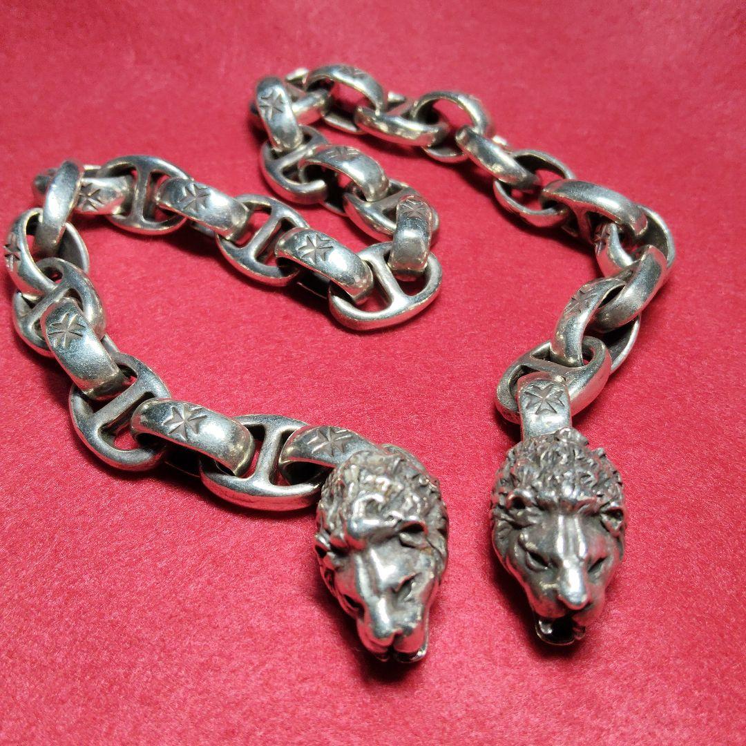 【ジャンク品扱い】ライオンウォレットチェーン　シルバー925ガボールタイプ