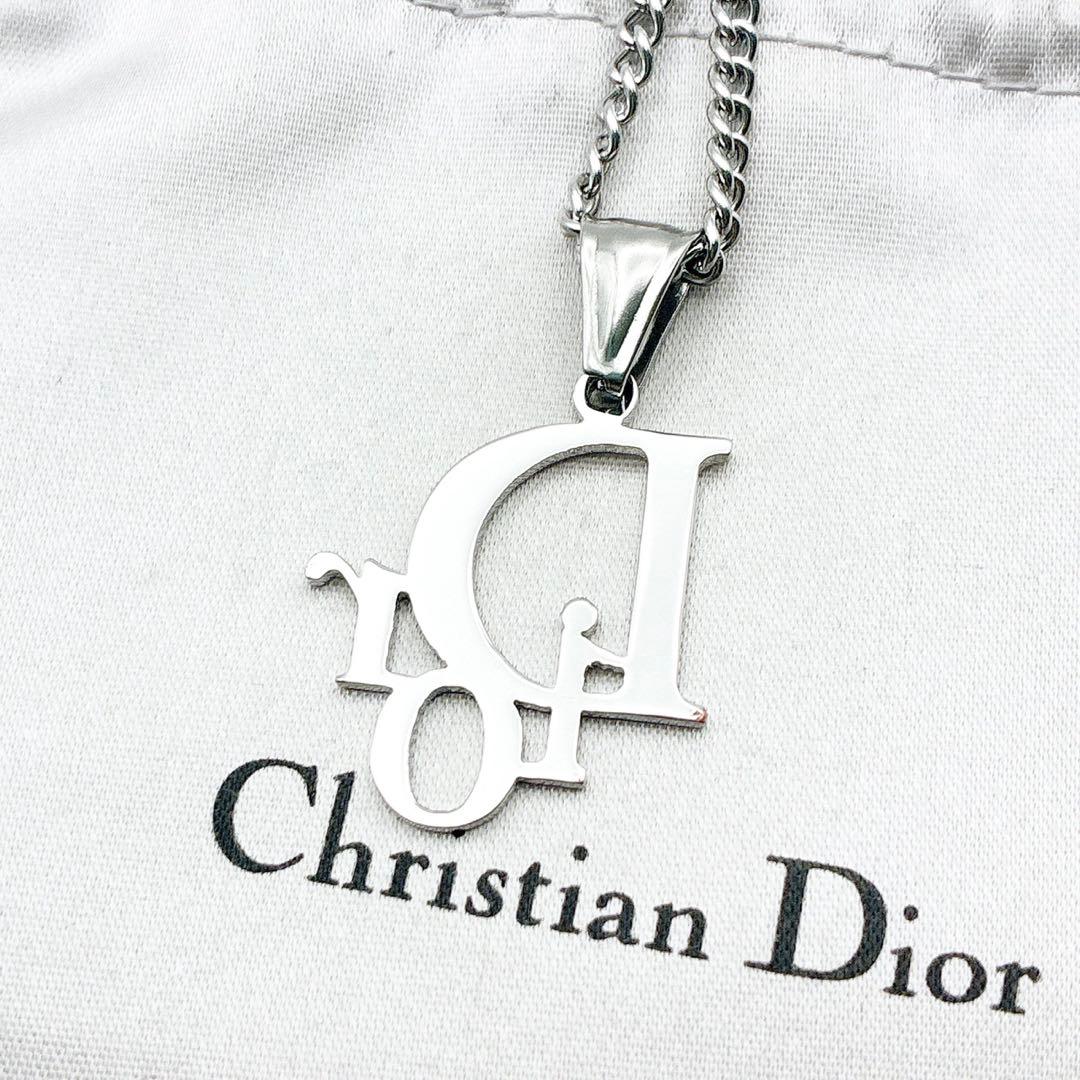2955-2 極美品✨　Dior　ネックレス　CD ロゴ　希少　シルバー