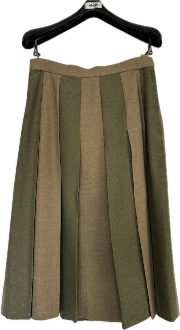 2点セット 美品 銀座マギー ノーカラー スーツ バイカラー プリーツ スカート