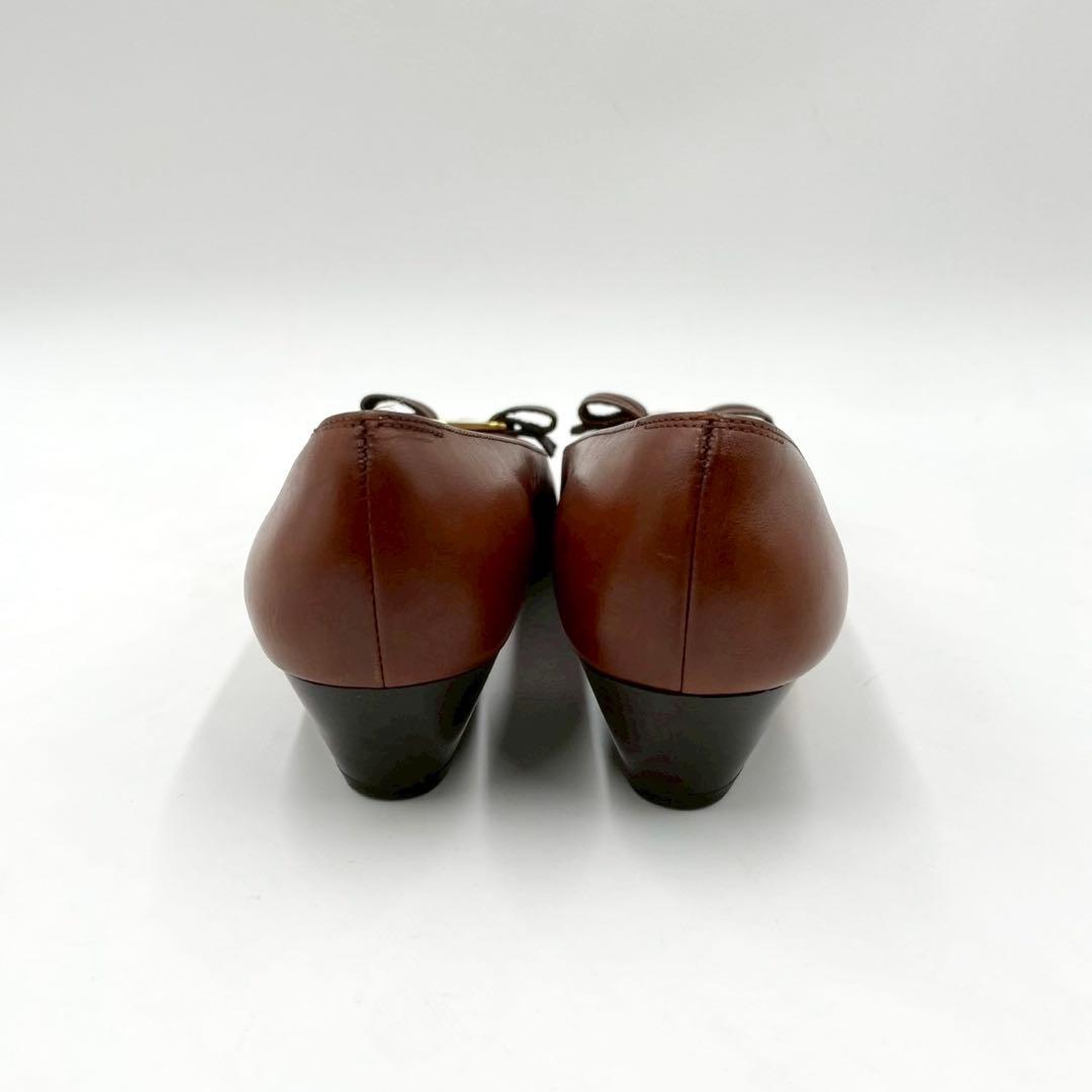 フェラガモ パンプス ヴァラリボン SEMPIONE 5C ブラウン Y1298