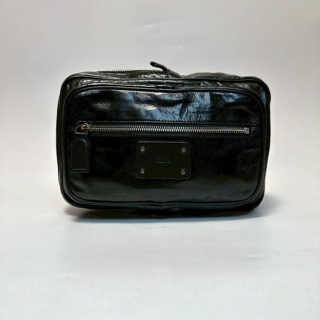 p50【極美品】クロエ　レザー　ブラック　カデナ　ボディバッグショルダーバッグ.