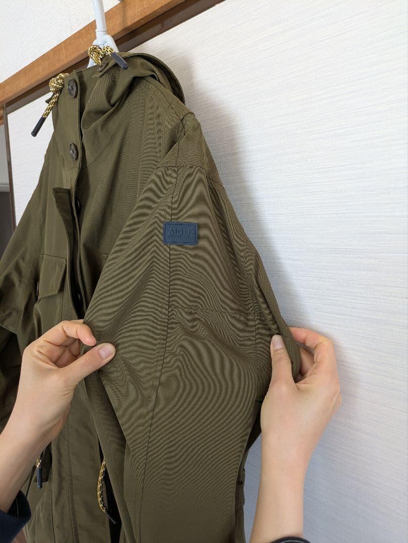 AIGLE フード付きモッズコート 38サイズ オリーブ