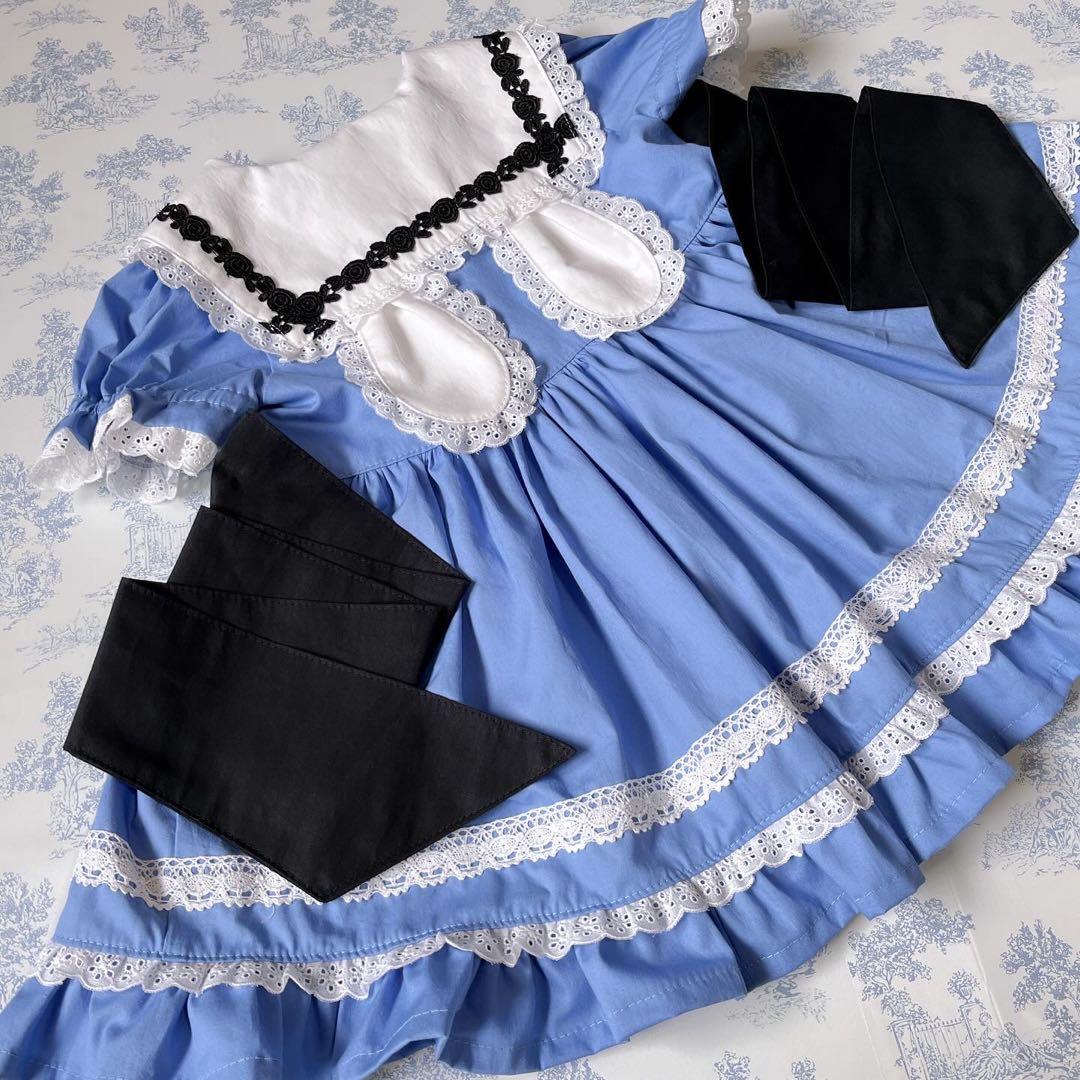 完成品ハンドメイド♡90cmアリス風うさ耳セーラーワンピース