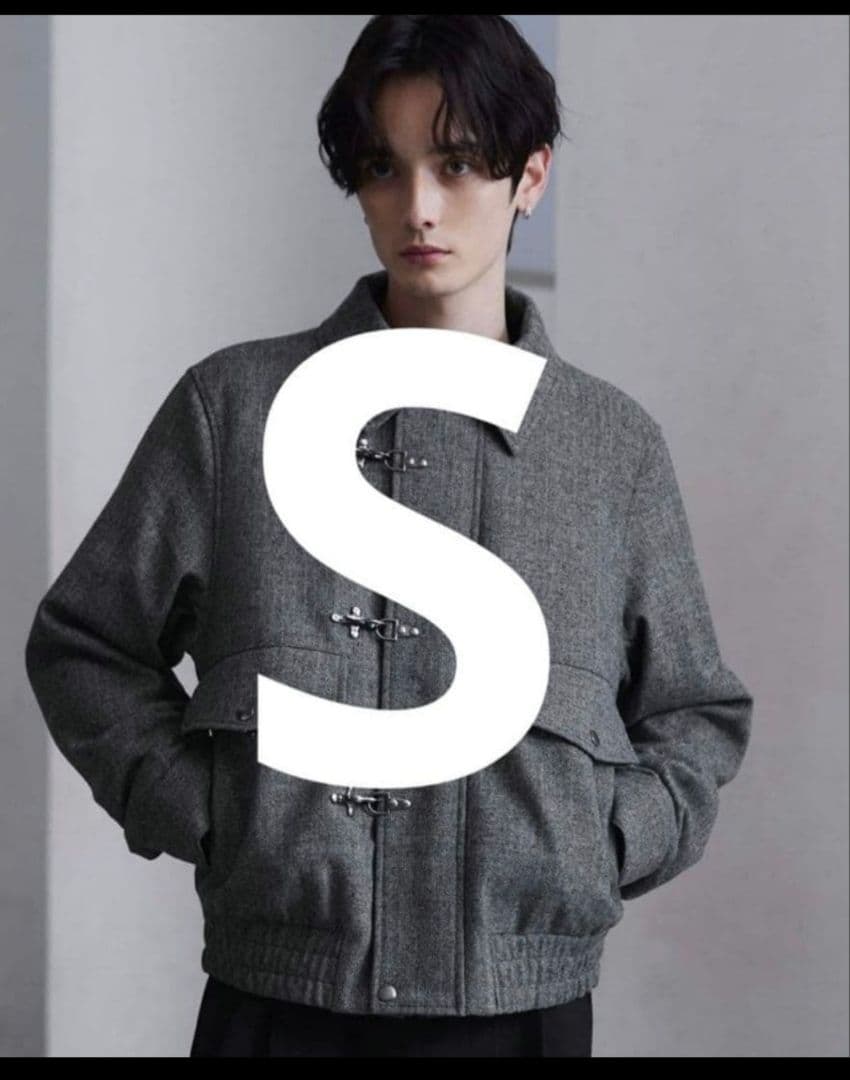 CLEL ウールブレンド ヘリンボーンツイードファイヤーマンブルゾン S　グレー