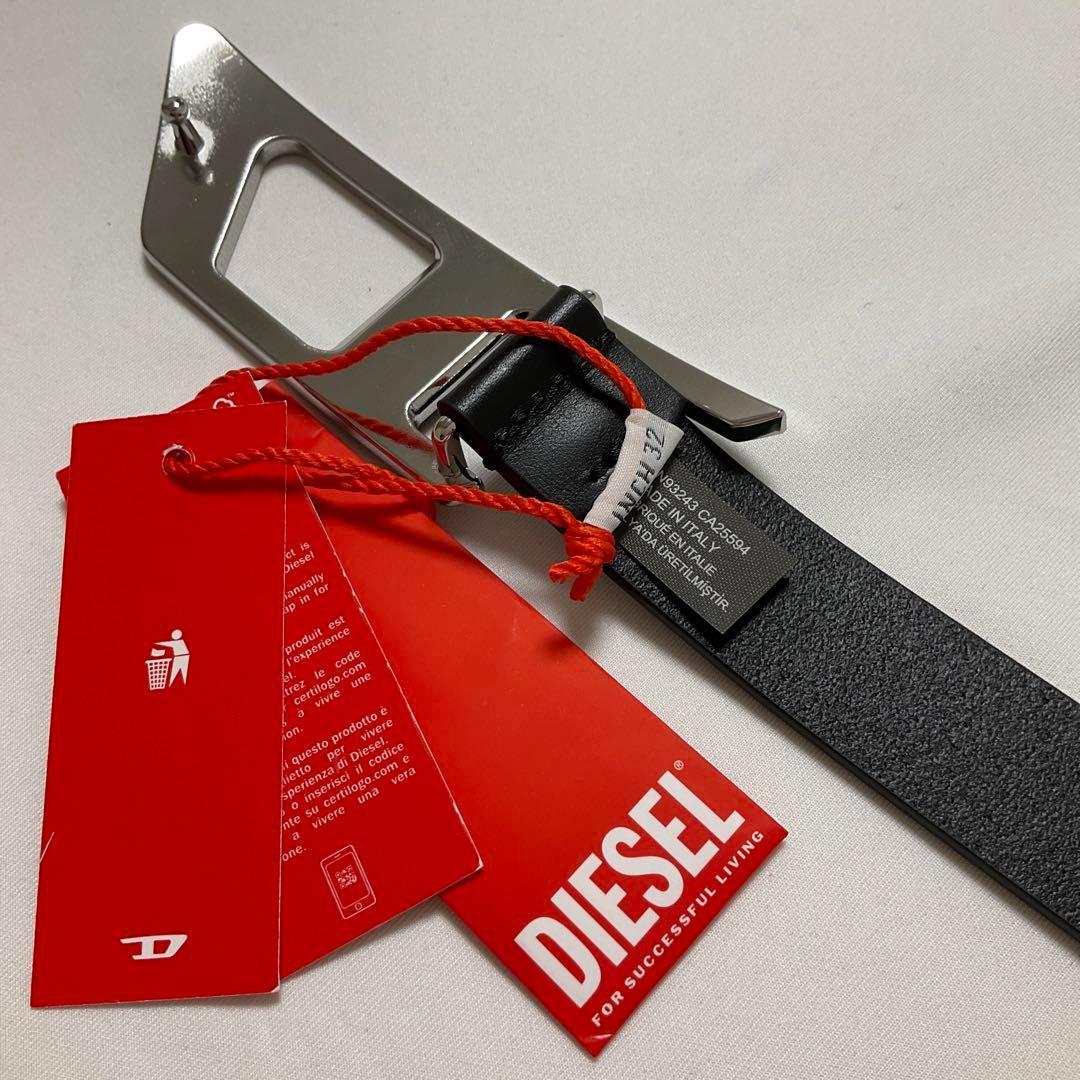 DIESEL　X09917　80　ベルト　ユニセックス　Dロゴプレート　ブラック