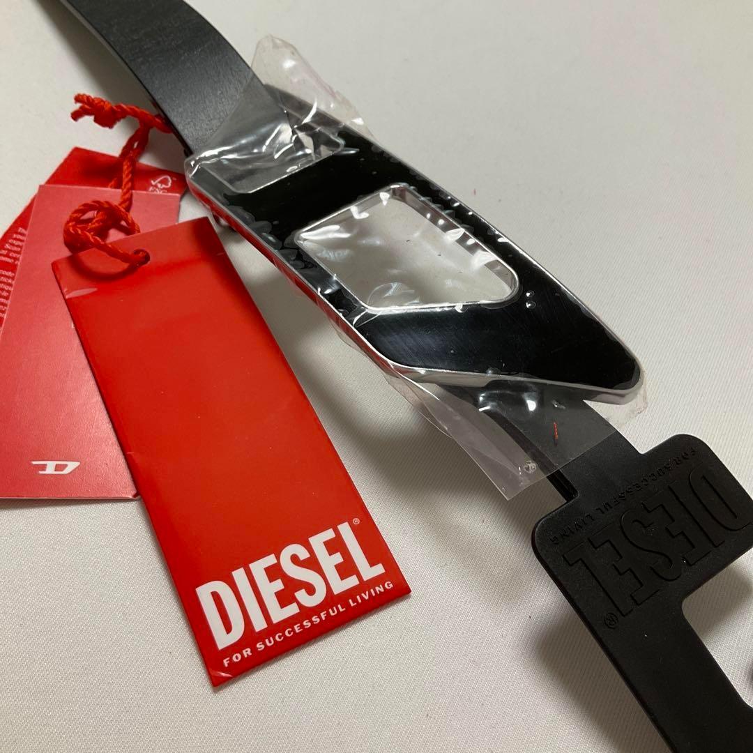 DIESEL　X09917　80　ベルト　ユニセックス　Dロゴプレート　ブラック