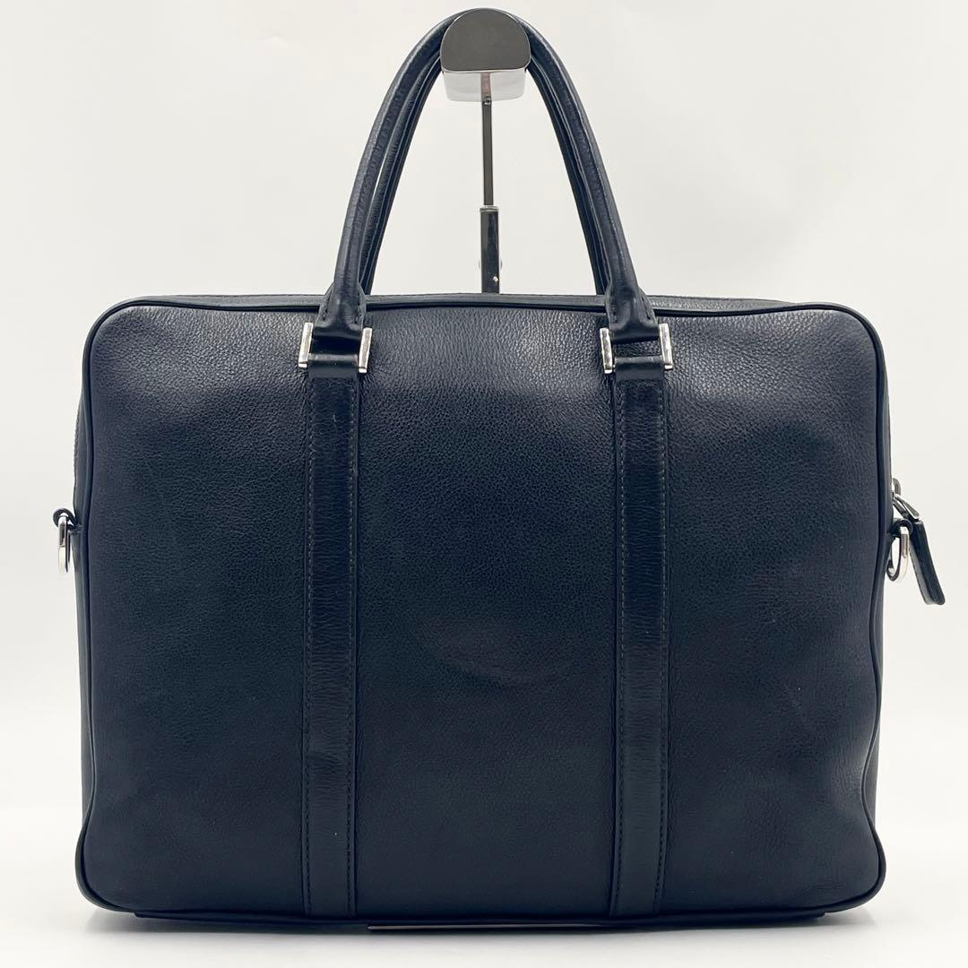 【極美品】プラダ ビジネスバッグ 2way レザー ブリーフ 三角ロゴ Gカード