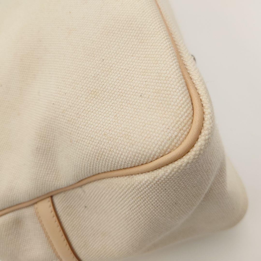 BURBERRY ミニボストンバッグ キャンバス ベージュ ヌメ革 バーバリー