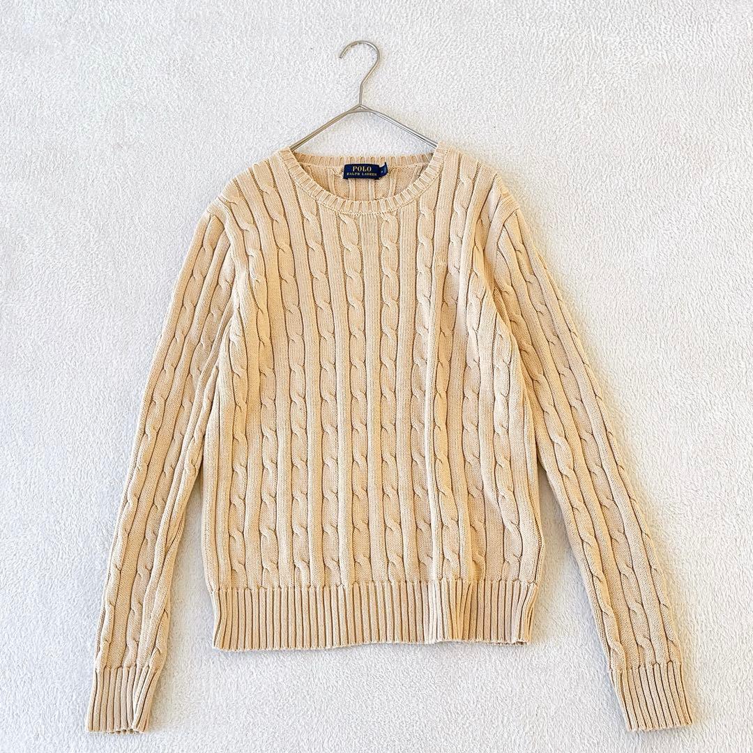 美品★POLO RALPH LAUREN★ポニー刺繍 ケーブルニット ベージュ