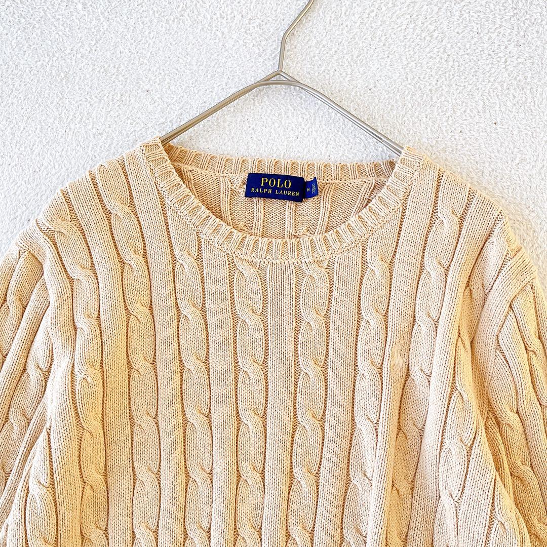 美品★POLO RALPH LAUREN★ポニー刺繍 ケーブルニット ベージュ