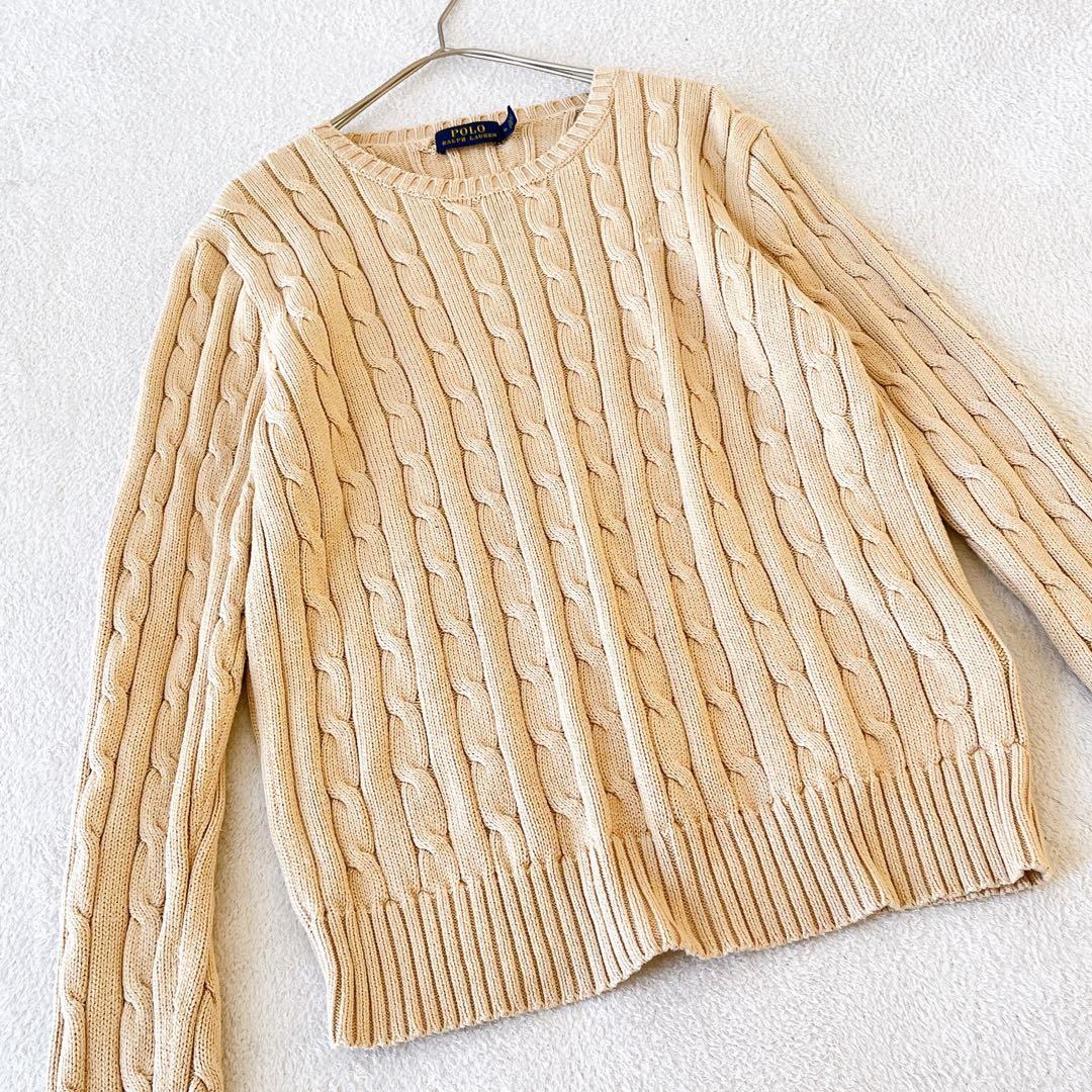 美品★POLO RALPH LAUREN★ポニー刺繍 ケーブルニット ベージュ