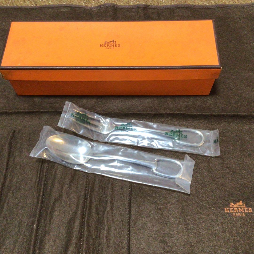 HERMES ステンレススチール スプーン 、フォーク2本セット