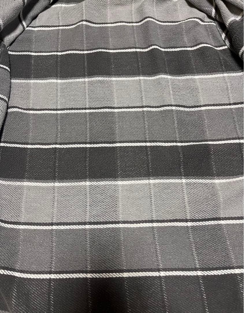 WINTER KING マチ付きネルシャツ　ブラック　グレー