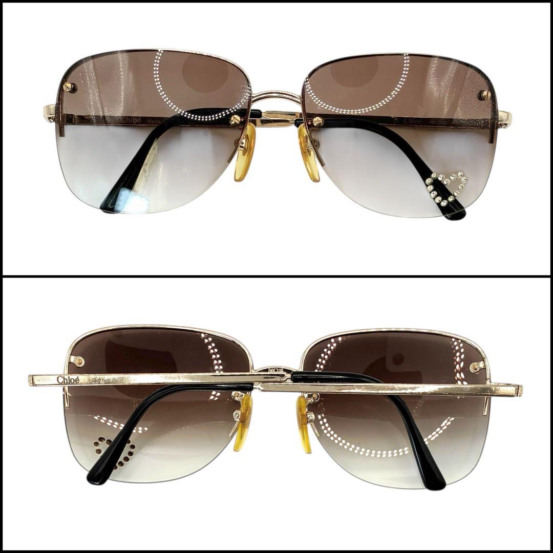 【良品】Chloe クロエ　ティアドロップ　ハート　ラインストーン　サングラス