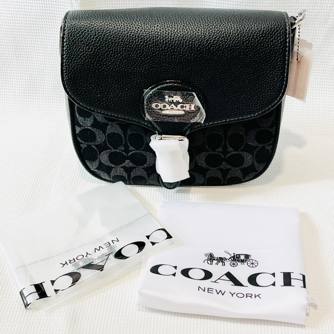 未使用 COACH CQ185 ショルダーバッグ ブラック シグネチャー 黒