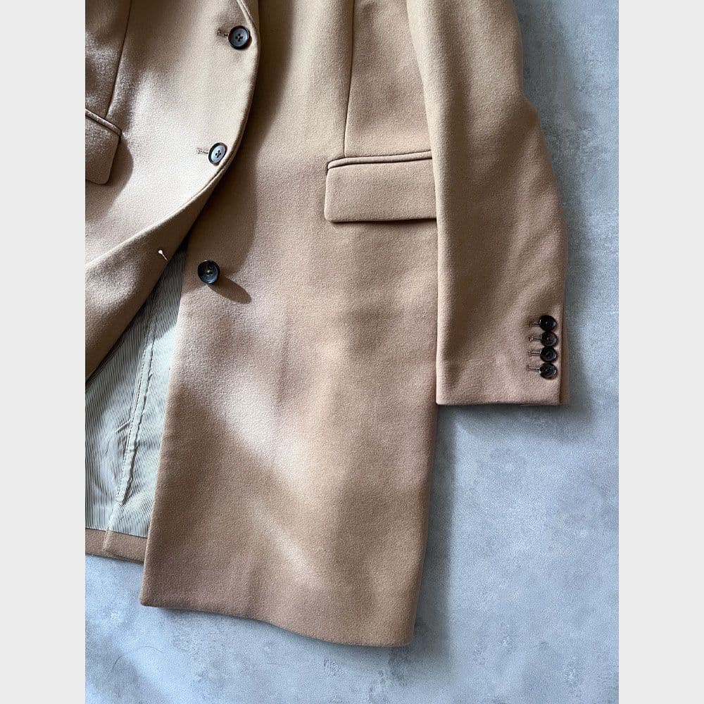 美品 シップス 上質ウール シルク コート チェスターコート ベージュ A7