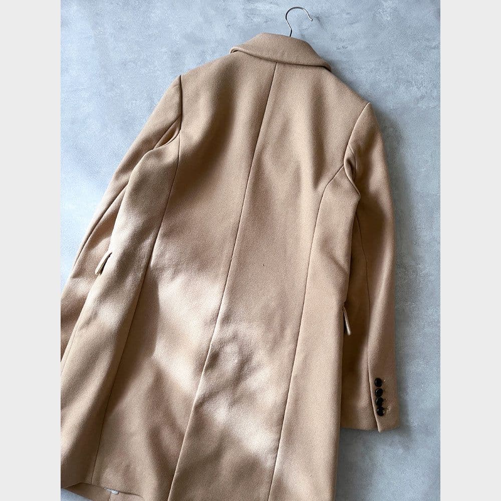 美品 シップス 上質ウール シルク コート チェスターコート ベージュ A7