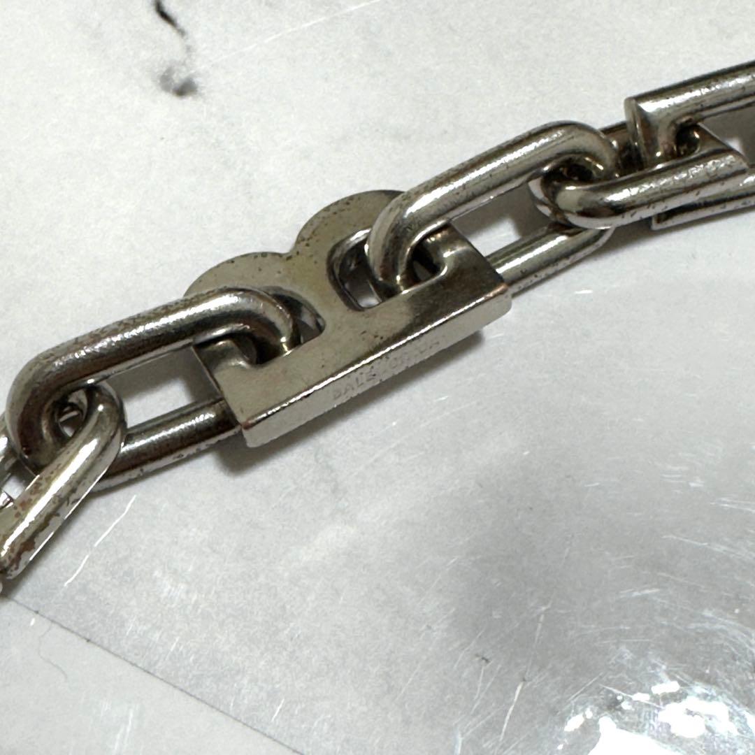 バレンシアガ　B Chain スリムブレスレット シャイニーシルバーブラス