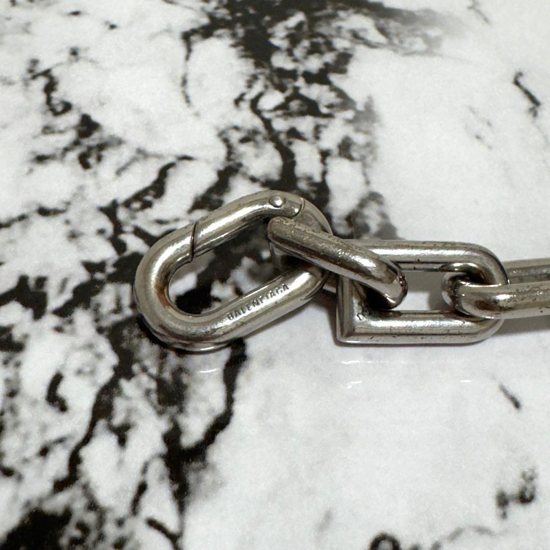 バレンシアガ　B Chain スリムブレスレット シャイニーシルバーブラス