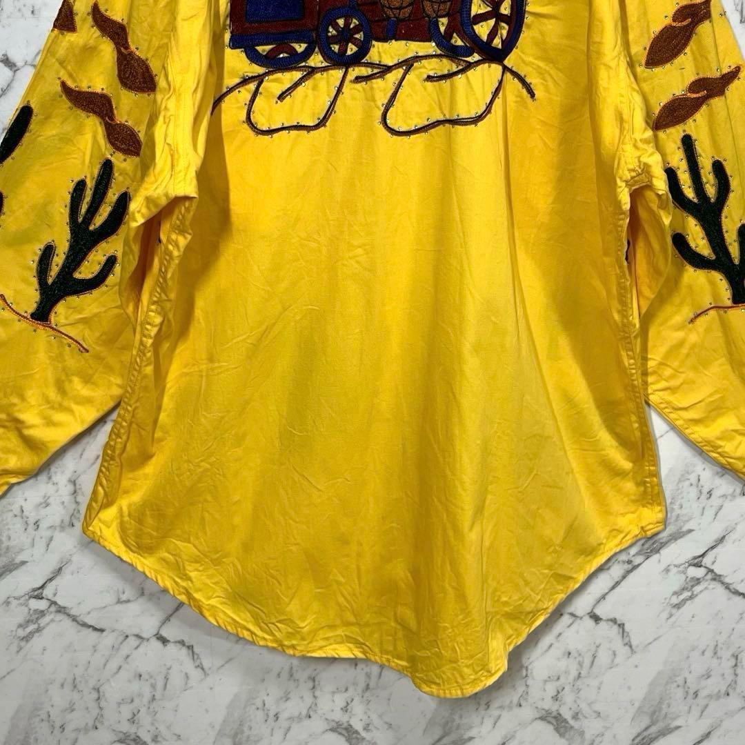 【新品未使用】ロックマウント・ウエスタンシャツ・長袖シャツ・花柄刺繍・