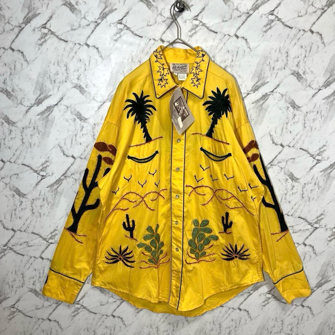 【新品未使用】ロックマウント・ウエスタンシャツ・長袖シャツ・花柄刺繍・